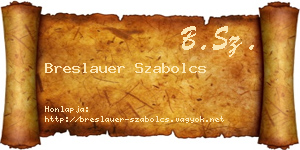 Breslauer Szabolcs névjegykártya
